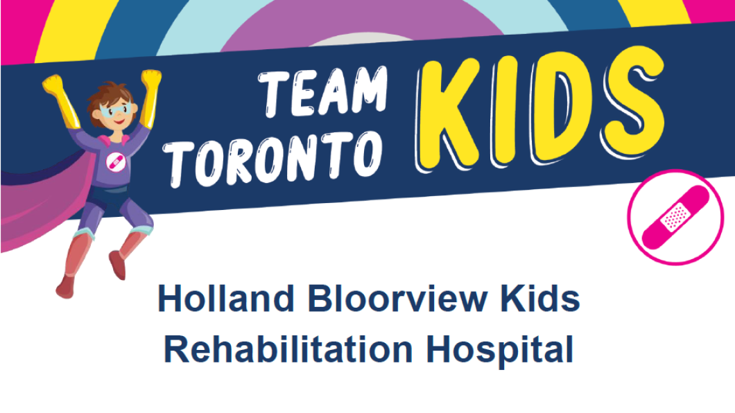 Team Toronto Kids poster for children's vaccine clinics at Holland Bloorview feature the animated character of a young boy who is a superhero