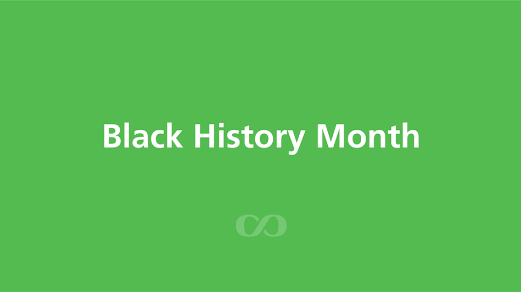 the words "Black History Month" in green background