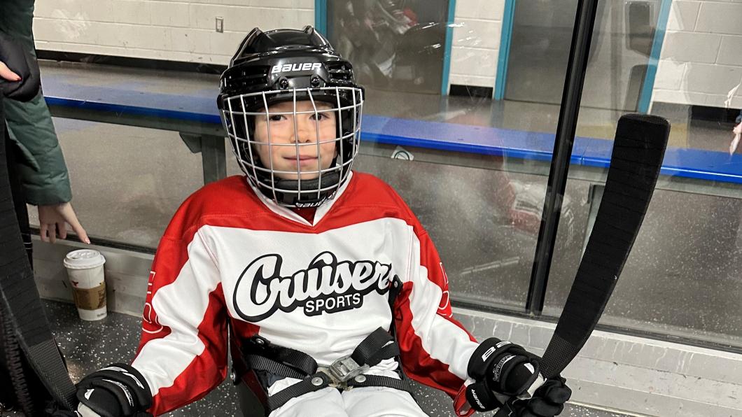 Colton in his jersey and helmet.