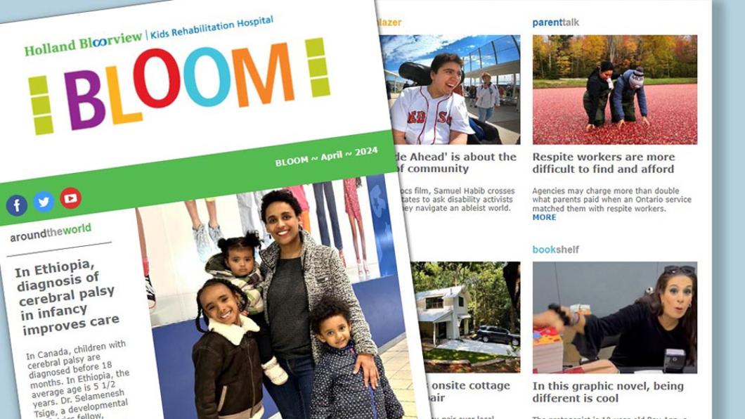 Collage of newsletter articles and images