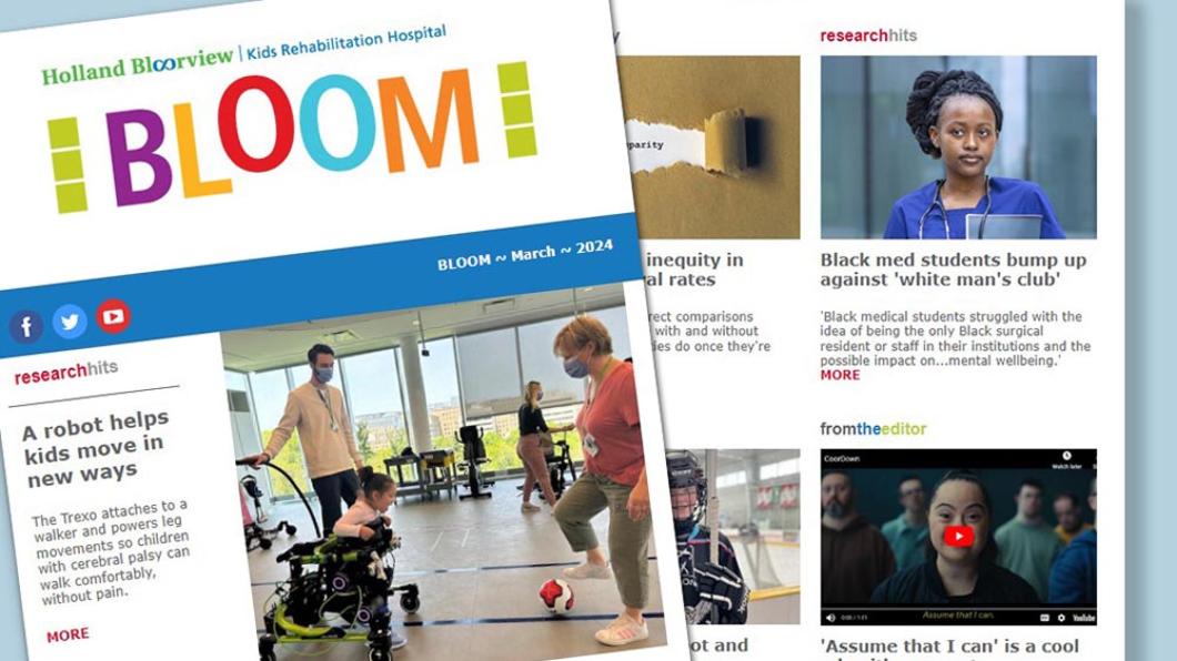 Collage of newsletter articles and images