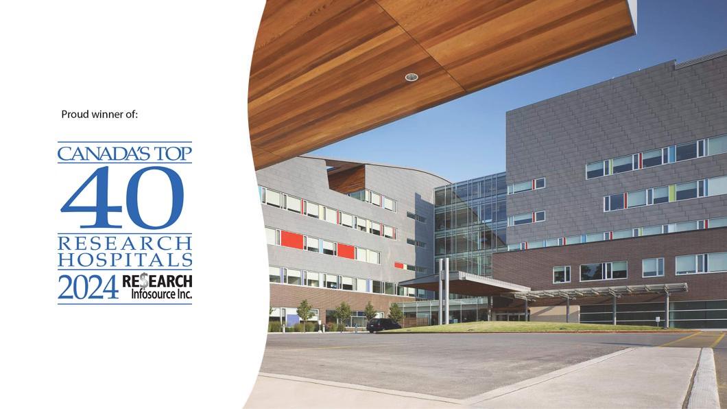 Proud winner of Canada's top 40 research hospitals 2024