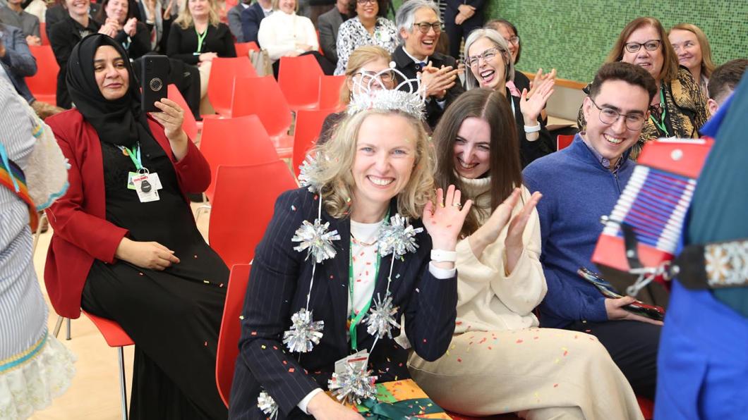 Outgoing president and CEO Julia Hanigsberg at her retirement event