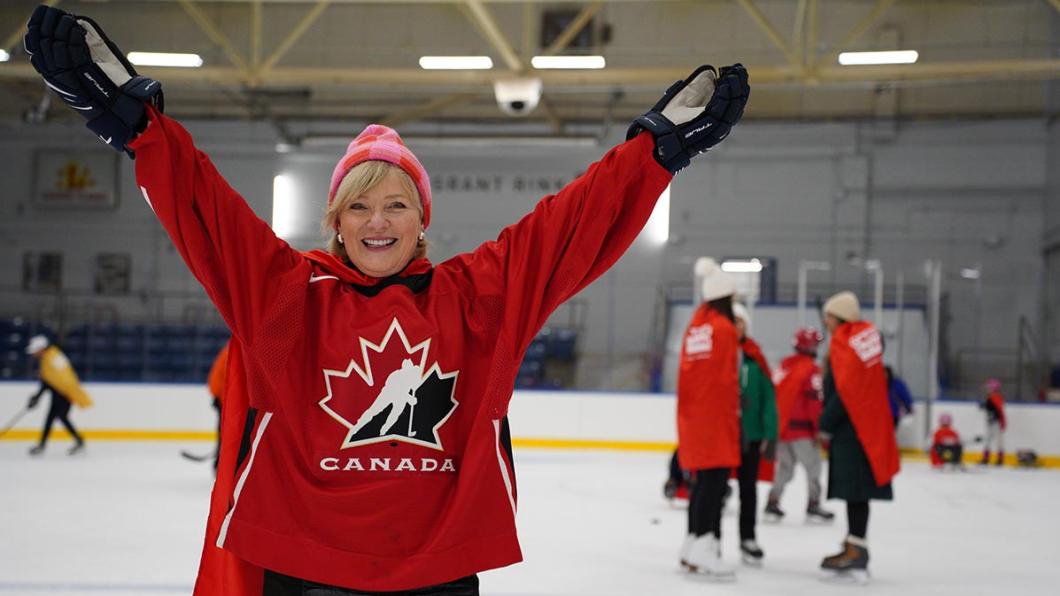 Barb Underhill opened up her arms in a skating setting