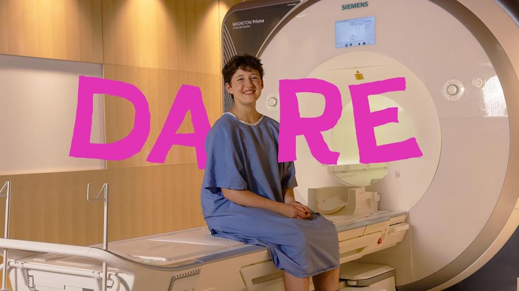 A teenager is ready to have the MRI test