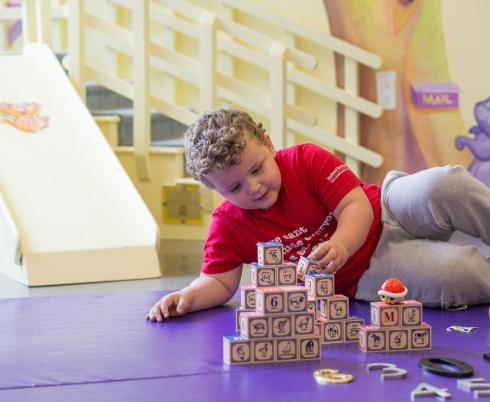 Child playing with blocks