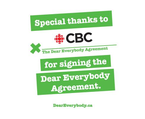 Dear Everybody signed by CBC