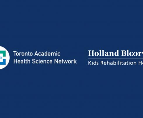 TAHSN logo and Holland Bloorview logo on blue