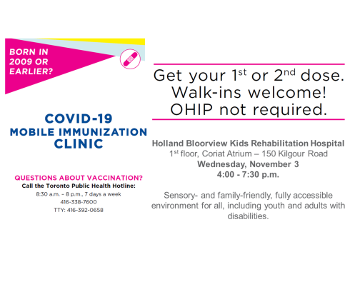 Holland Bloorview vaccination clinic poster