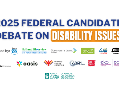 2025 Federal Candidate debate on disability issues and some logos