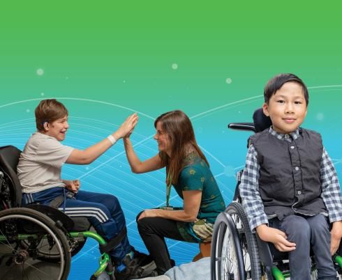 Group of children and adults interacting with each other