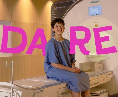 A teenager is ready to have the MRI test