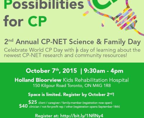 REGISTER NOW: CP-NET Creating Possibilities for CP: Science & Family Day