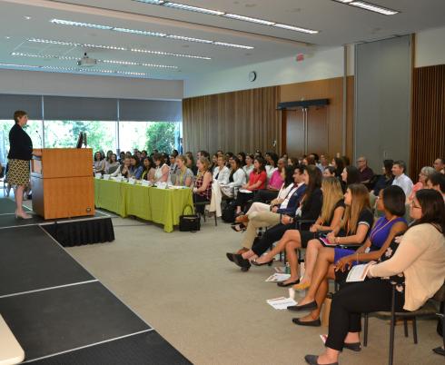 Amy McPherson, interim vice-president of research and scientist at Holland Bloorview's research institute, gives opening remarks
