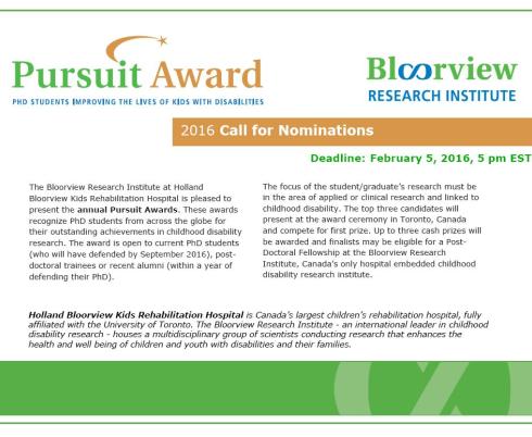 Apply now: 2016 BRI Pursuit Awards