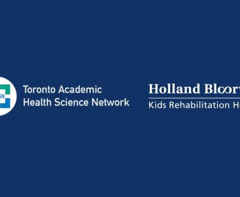 TAHSN logo and Holland Bloorview logo on blue