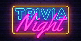 trivia night in bright neon letters