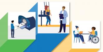 collage of scientist illustrations